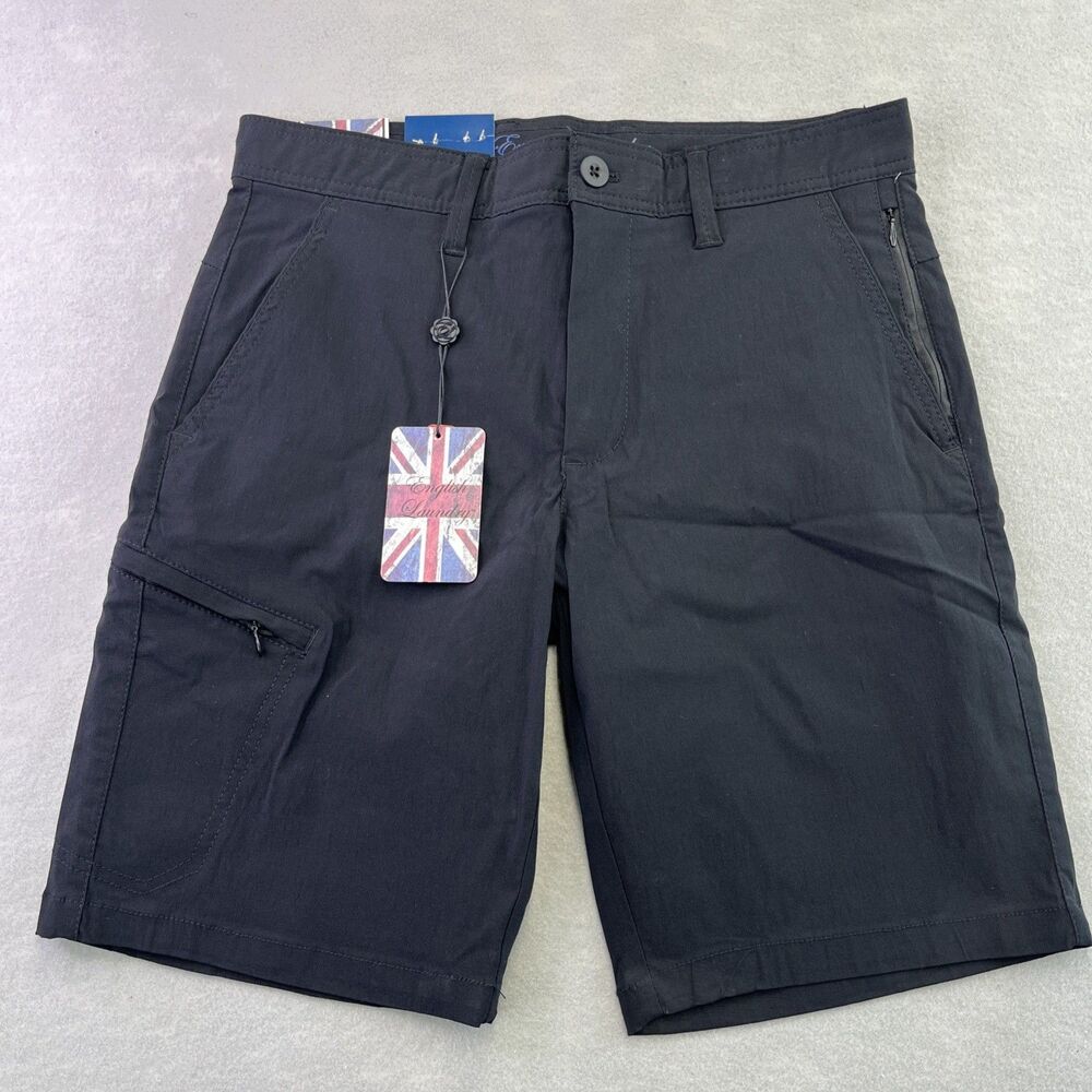 English Laundry Mens 30 Black Comfort Dynamic Stretch 10” Inseam Shorts